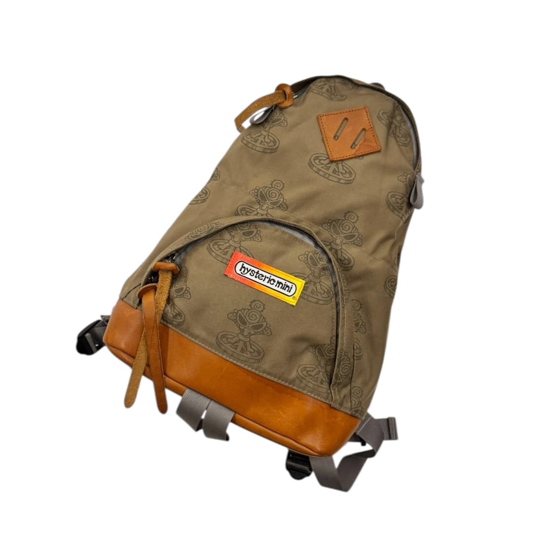 히스테릭글래머 레더 나일론 백팩 카키 상품이미지1