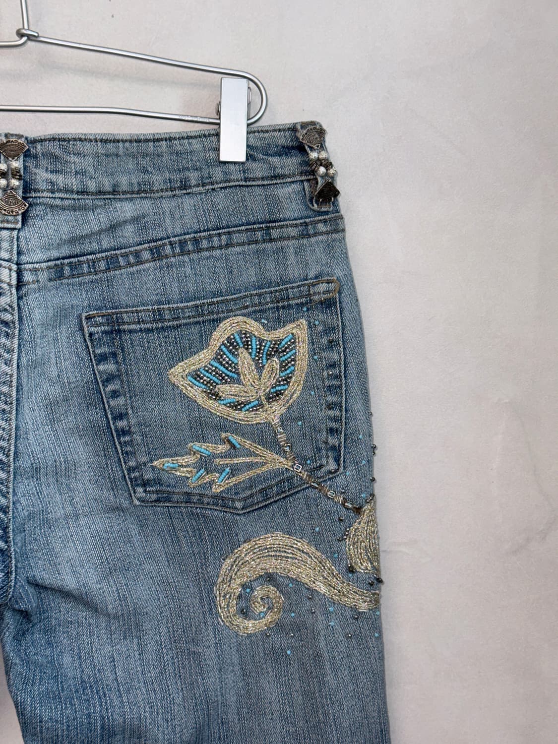 Washing denim fairy embroidered capri pt 상품이미지7