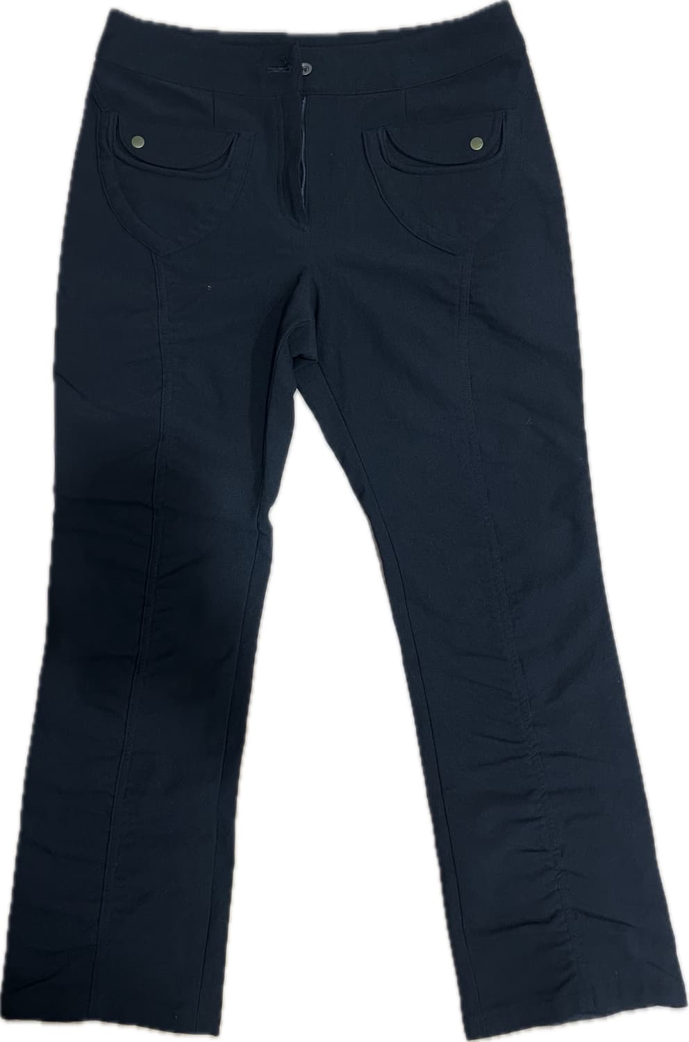 빈티지 셔링 세미부츠컷 블랙팬츠 상품이미지1