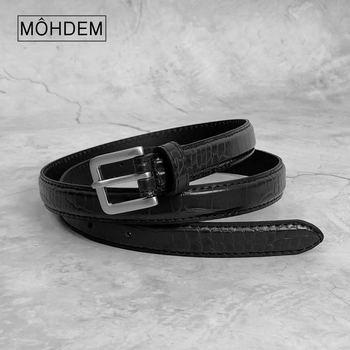 [Unisex] 크로커다일 이태리가죽 벨트 블랙 상품이미지4