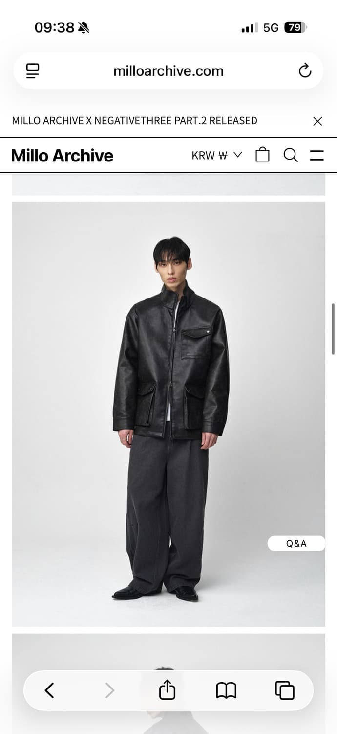 [밀로 아카이브] 빈티지 미들 가죽 재킷 페이드 블랙 M 상품이미지4