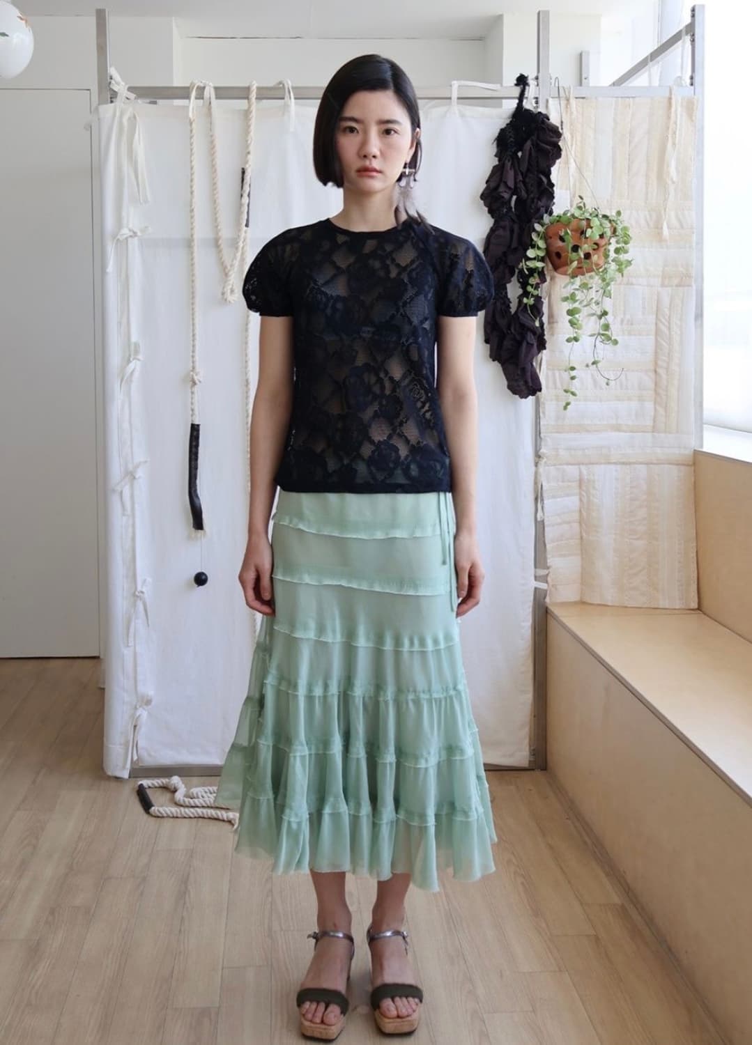 콜로신스 Nora Shimmering Skirt 스커트 치마 민트 상품이미지1