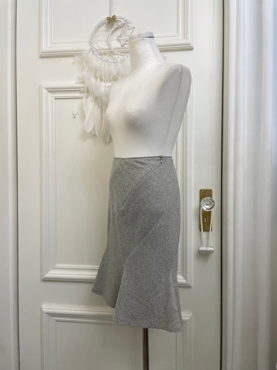 gray side line flare midi skirt(size-S) 상품이미지2