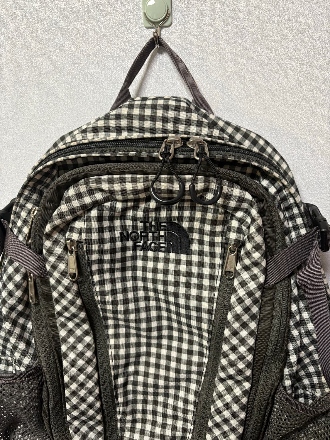 레어) 노스페이스 체크 깅엄 백팩 싱글샷 일본 빈티지 모리걸 가방  상품이미지2