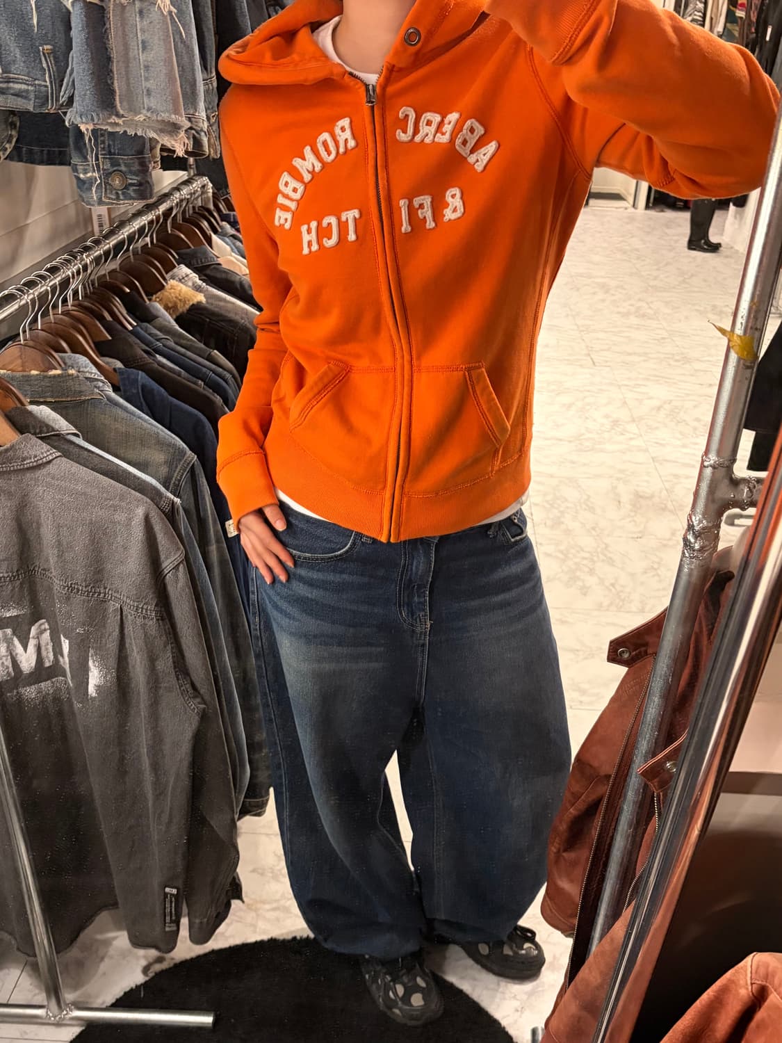 (정품/L)아베크롬비 후드집업 오렌지  상품이미지1