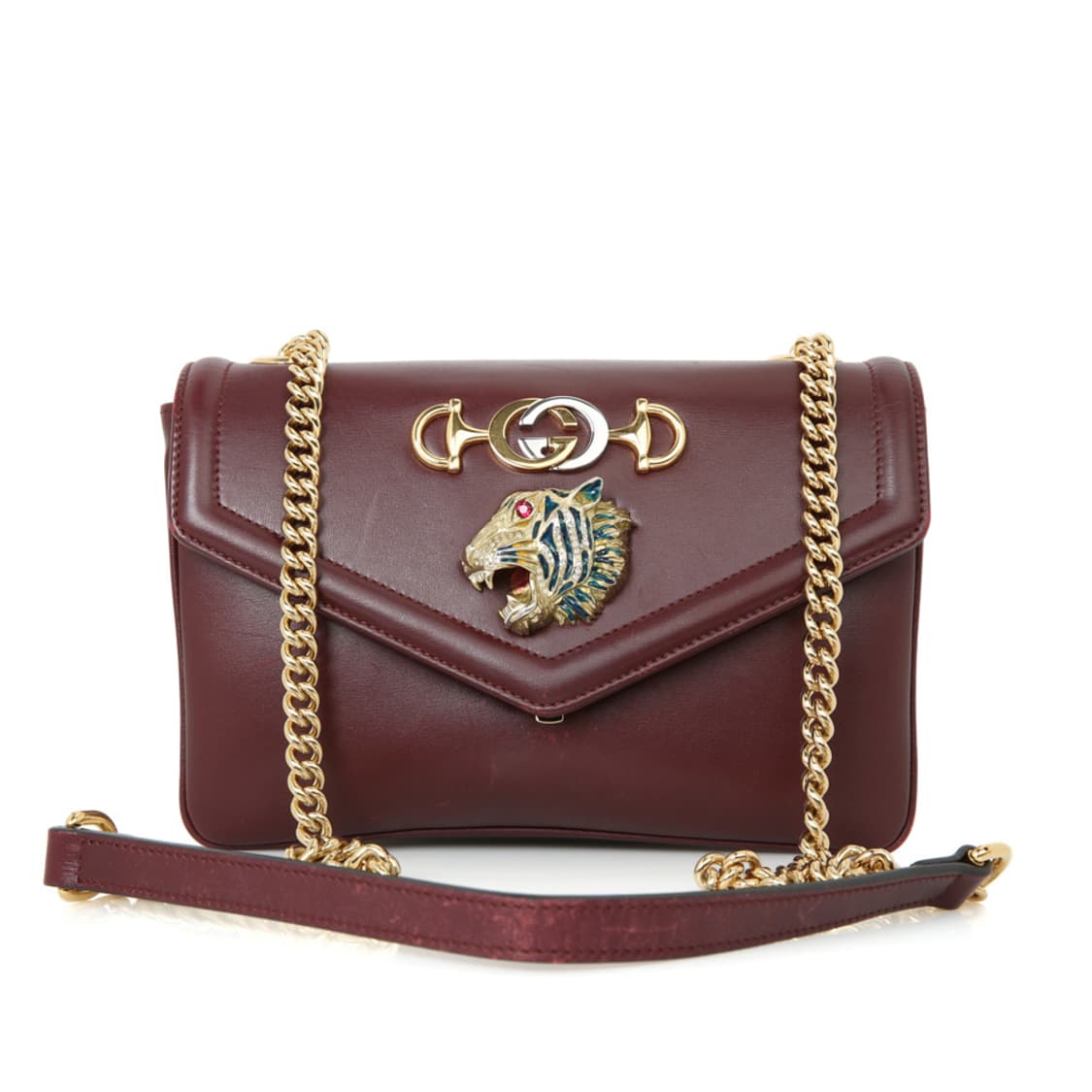 구찌 주미 타이거 체인 크로스 미니숄더백 버건디 537243 상품이미지7
