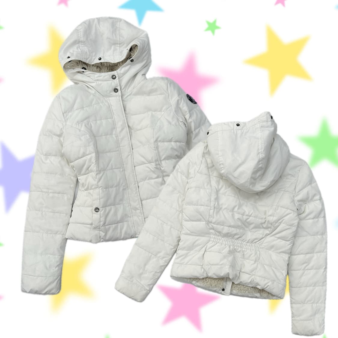 아베크롬비 허리라인 경량 패딩 화이트 러블리 갸루 빈티지 양털 그런지 상품이미지1