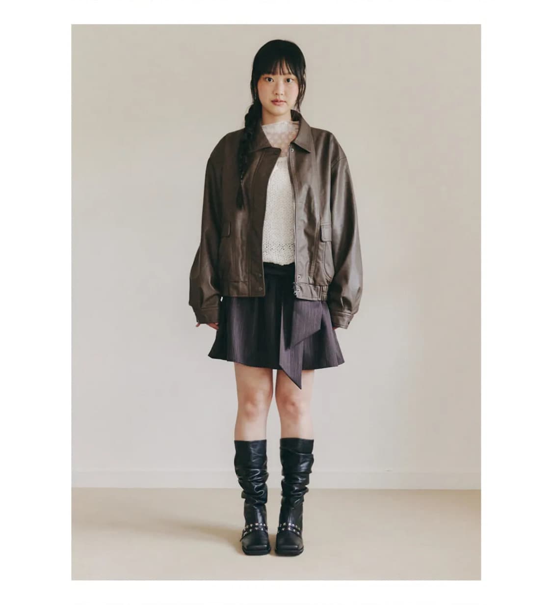 셀리테일즈 faux 레더 자켓 점퍼 브라운 상품이미지1