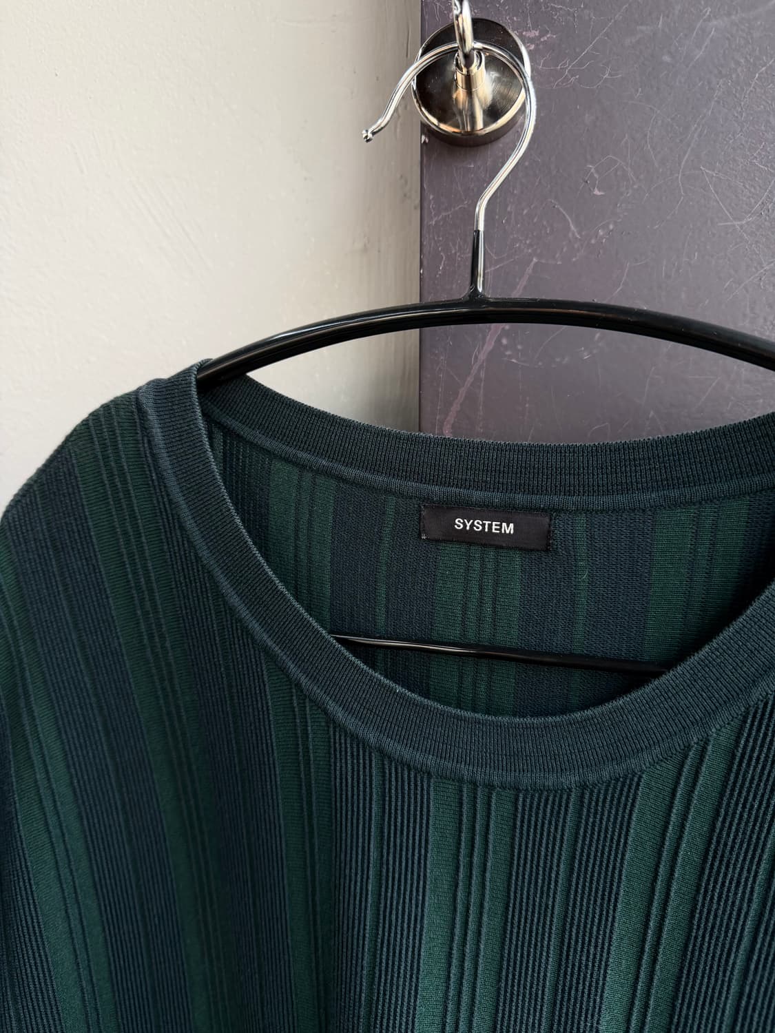 100/ 시스템옴므 21SS 스트라이프 포켓 니트반팔 상품이미지5