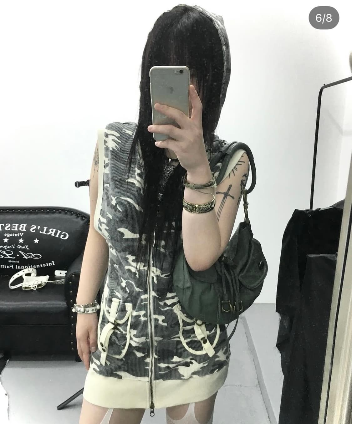 큐빈티지 카키 숄더백 상품이미지1