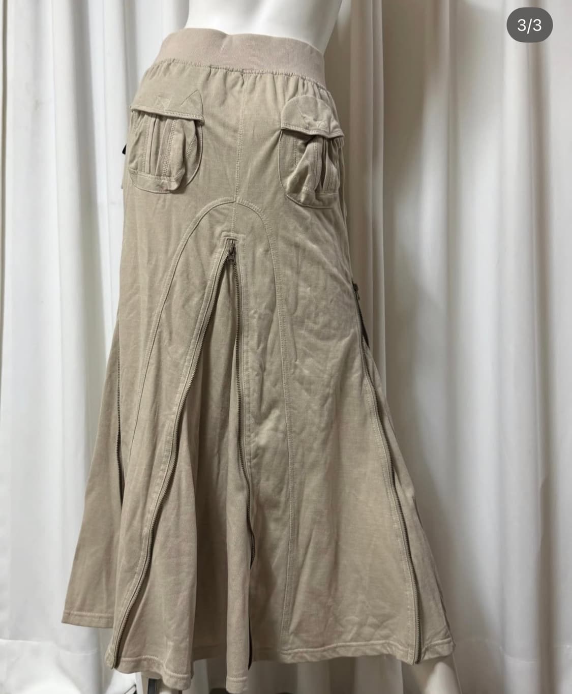 고아 G.O.A 고아깔 베이지 스커트 롱스커트 갸루 펑크 상품이미지3