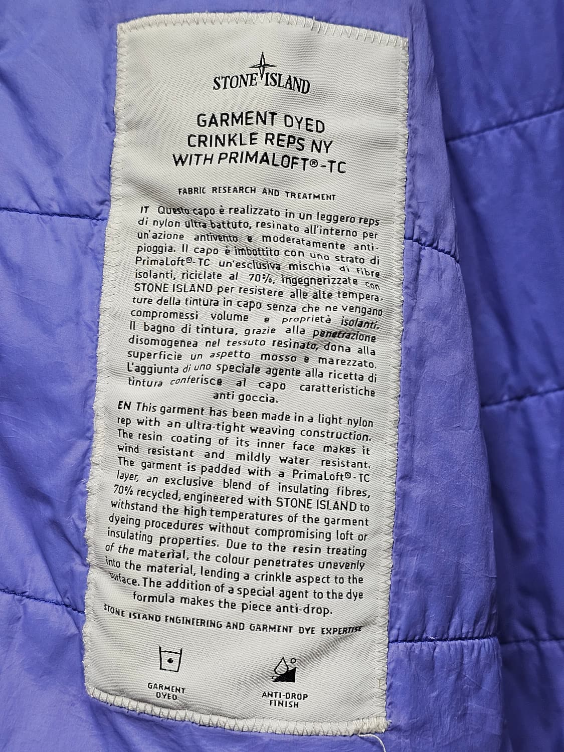 스톤아일랜드 크링클랩스 프리마로프트 후드 자켓 상품이미지6