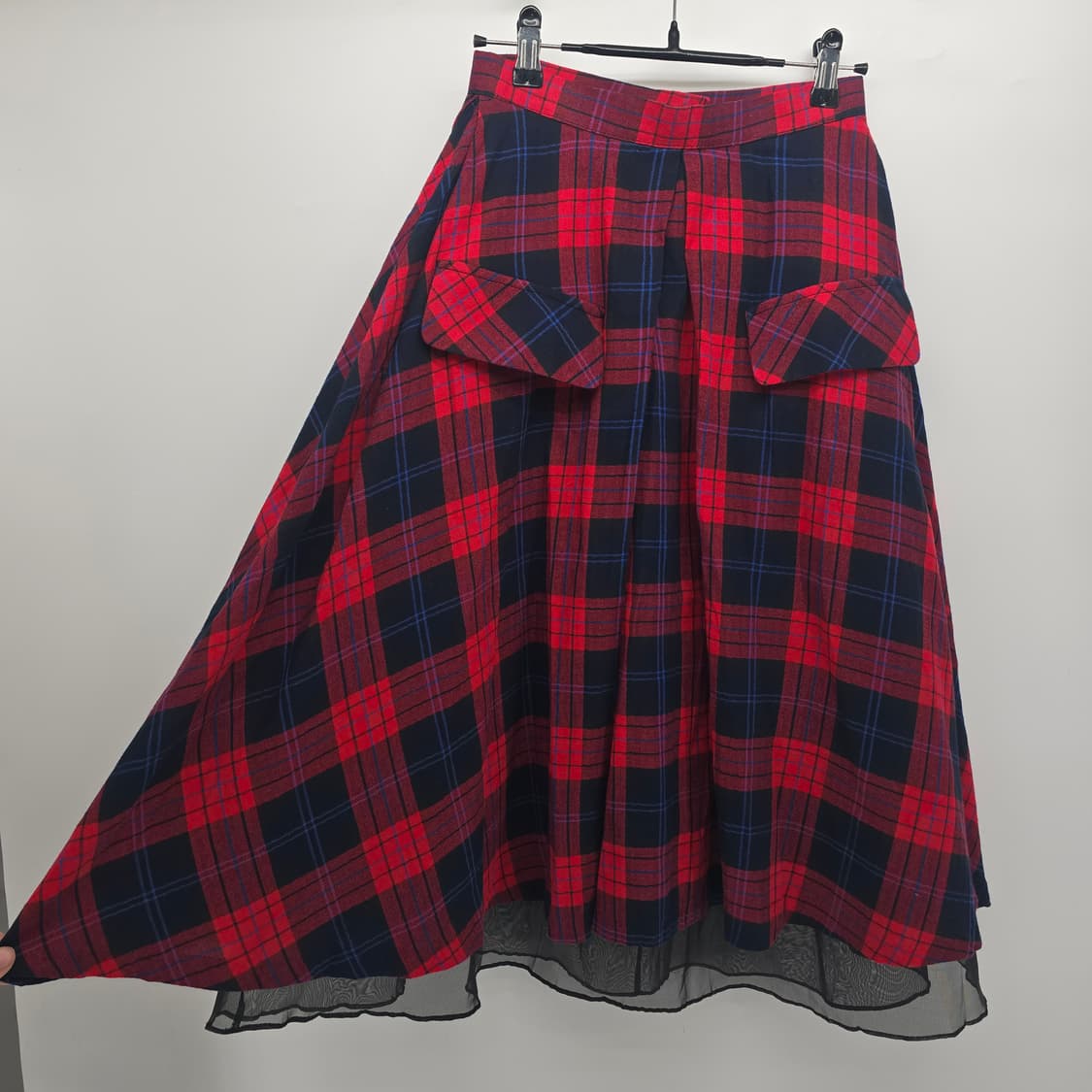 레드 체크 플레어 롱 스커트 44 상품이미지5