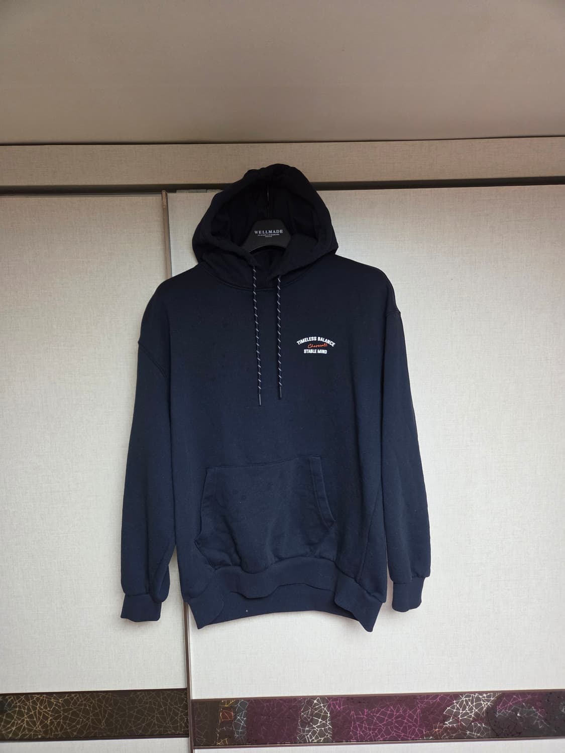 정품]웰메이드 네이비 안감기모 후드티 100 상품이미지1