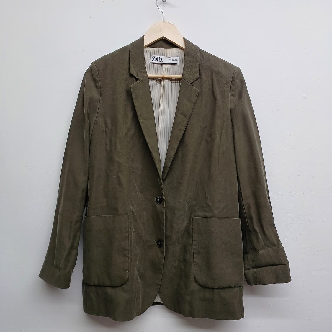 자라 올리브 싱글 버튼 블레이저 자켓 S 상품이미지1