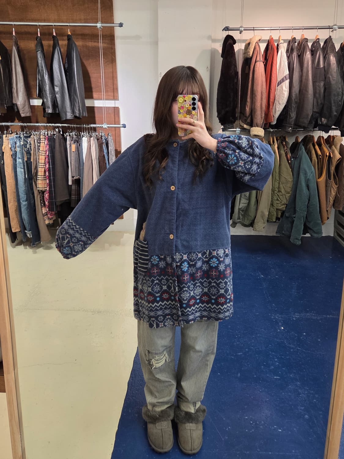 Japanese vtg hippie 플리스 가디건 상품이미지2