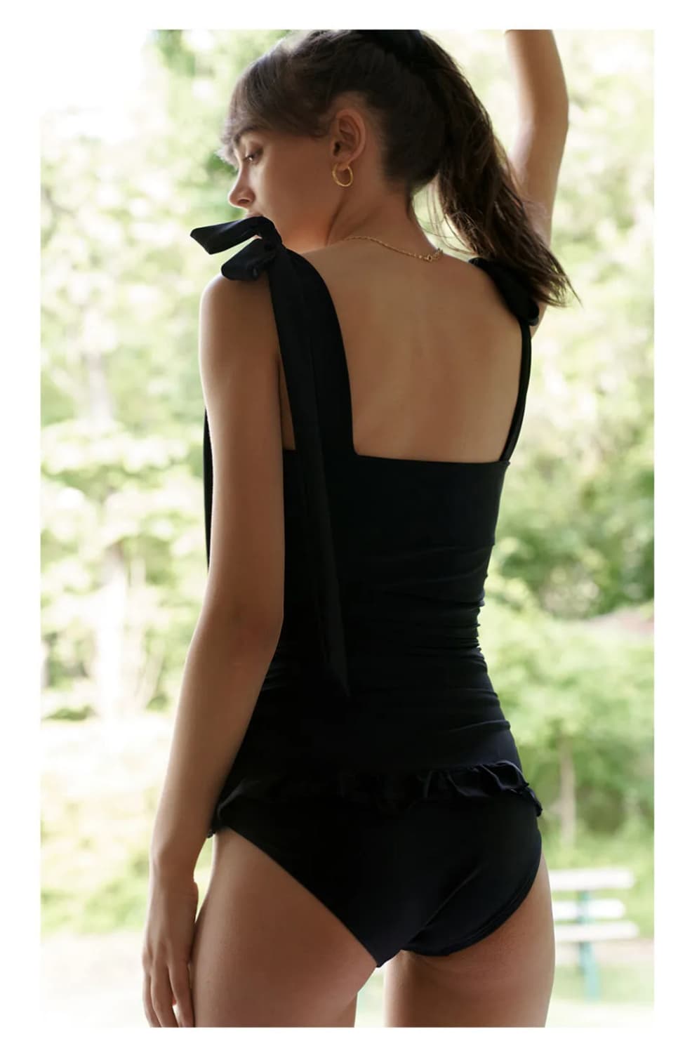 GIANNA 블랙 프릴 리본 수영복 상품이미지5