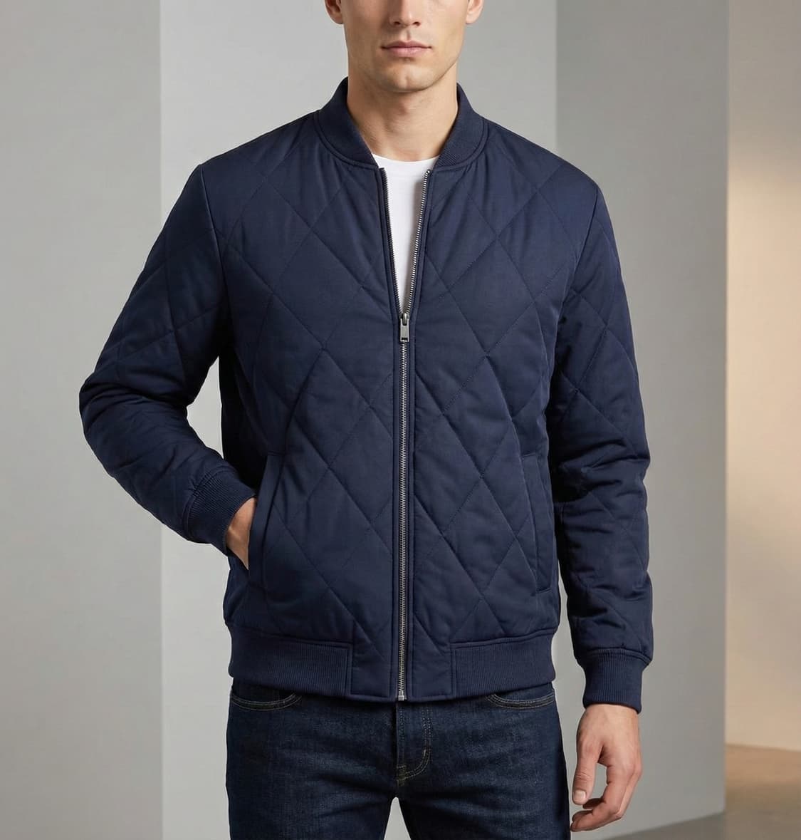 ZARA MAN 네이비 퀼팅 점퍼 상품이미지1