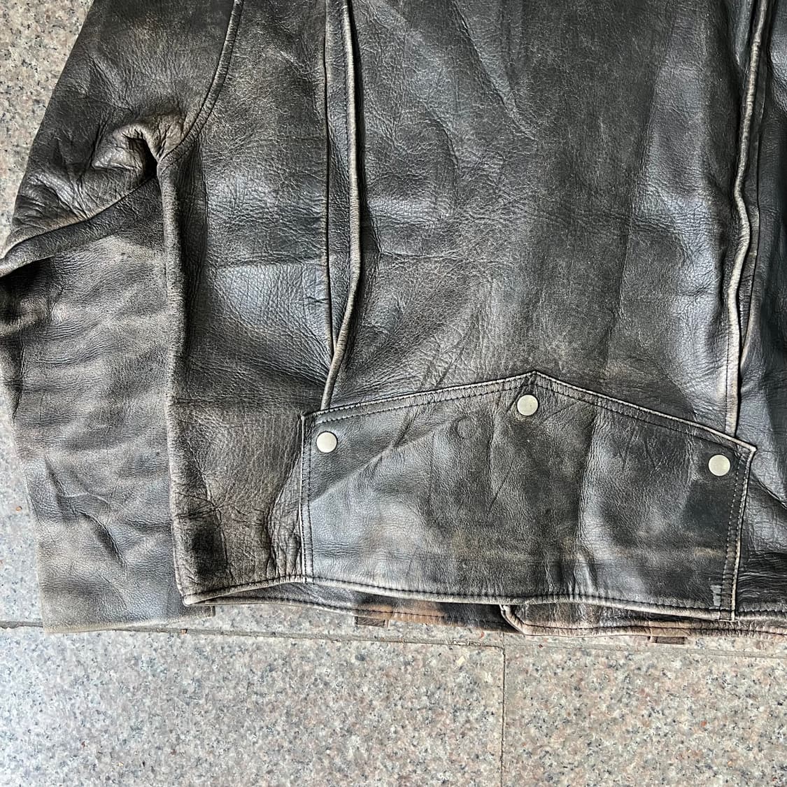 90‘s 크랙 레더 자켓 상품이미지9