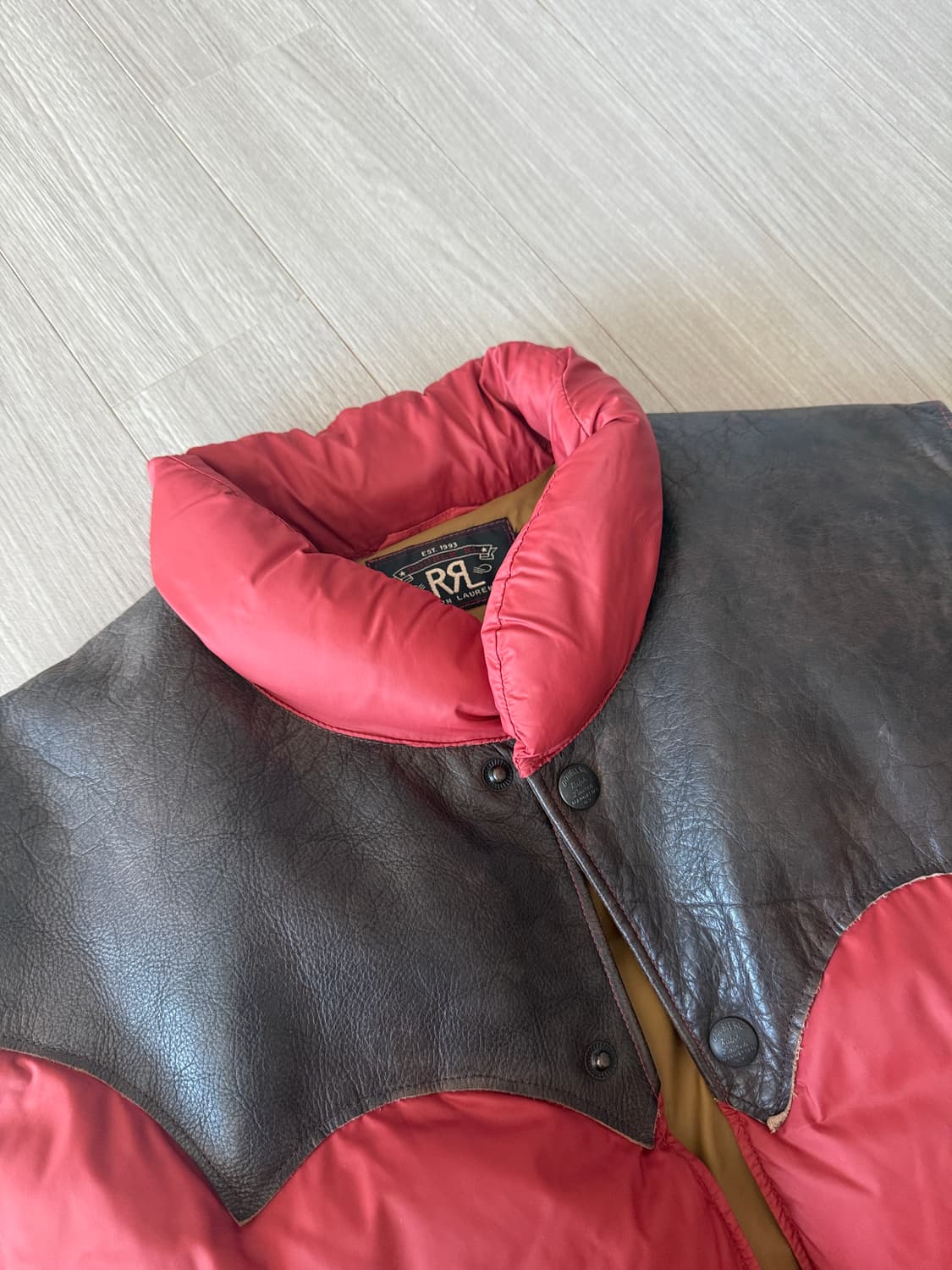 예전모델 rrl 더블알엘 레더 요크 퀄팅 베스트 레드 M 상품이미지2