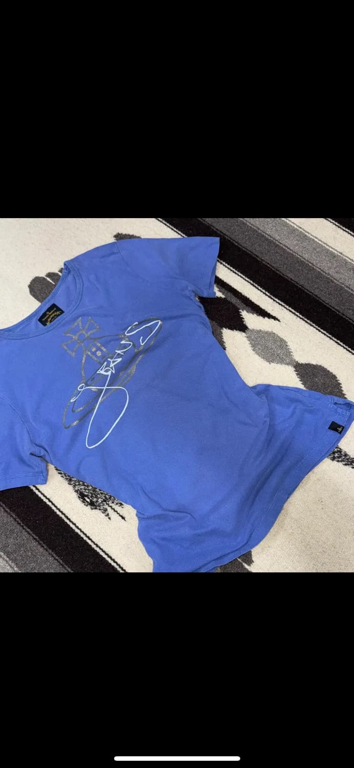 투티/0048 비비안웨스트우드 반팔 티셔츠 빈티지 블루 퍼플 상품이미지2