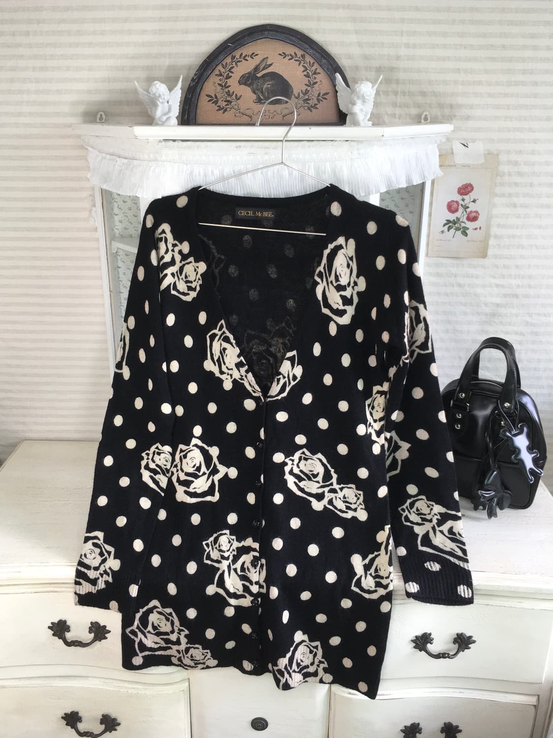 Cecil McBee black rose dot cardigan 상품이미지5