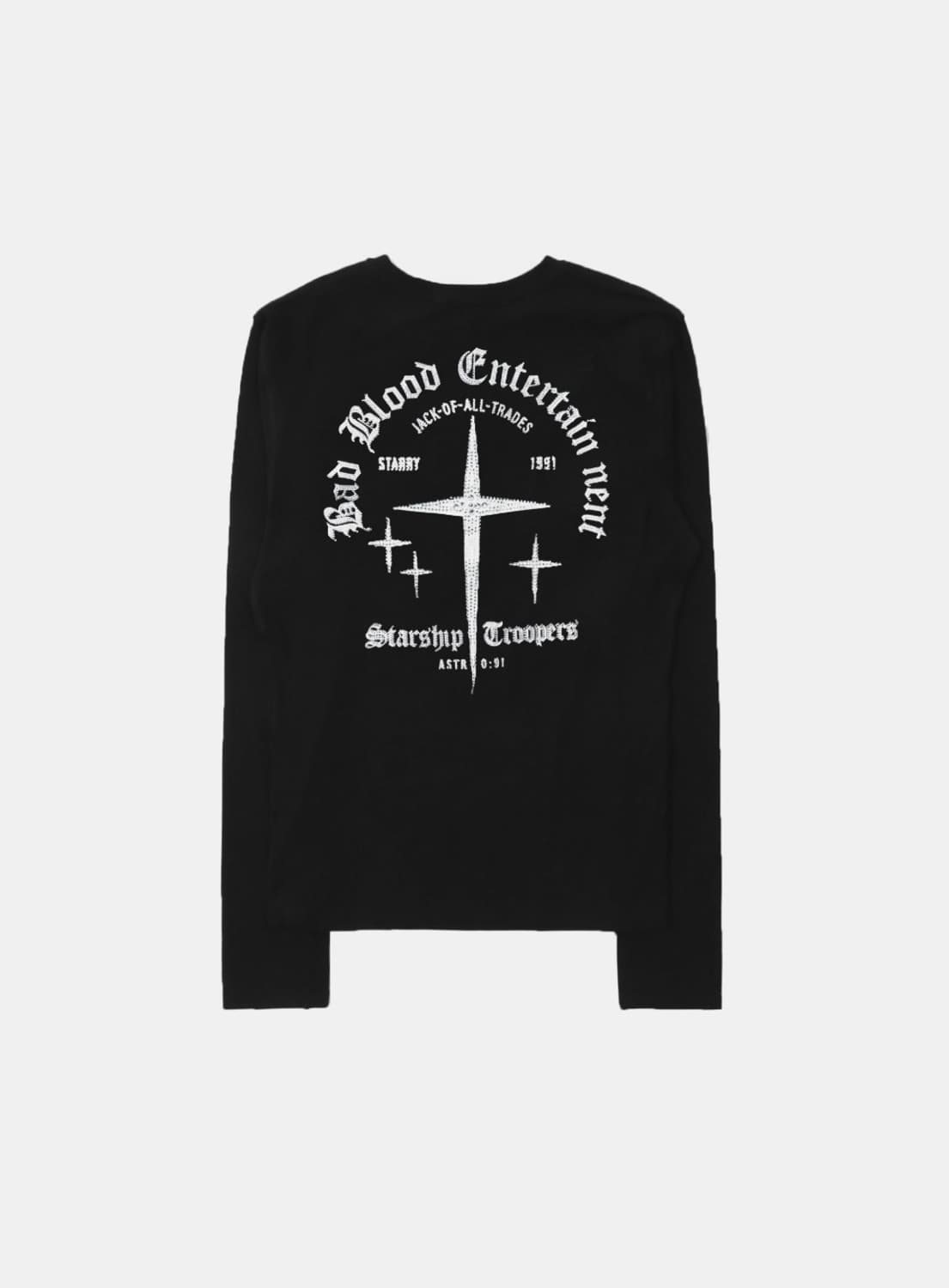 배드블러드 라인스톤 져지 슬림 롱슬리브 블랙 상품이미지1