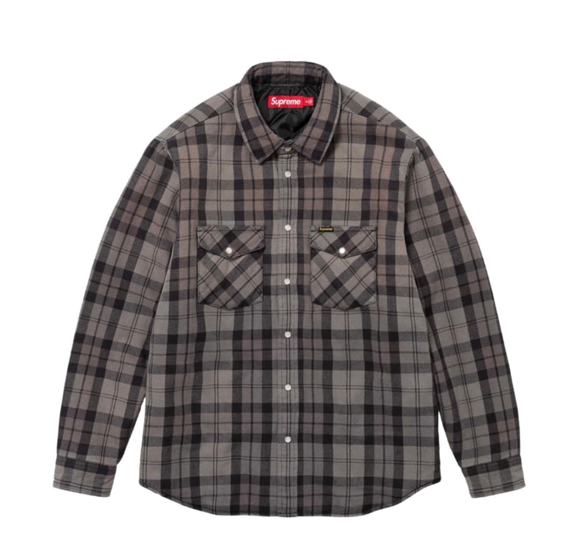 슈프림 퀼티드 플란넬 스냅 셔츠 블랙 - 24SS 상품이미지1