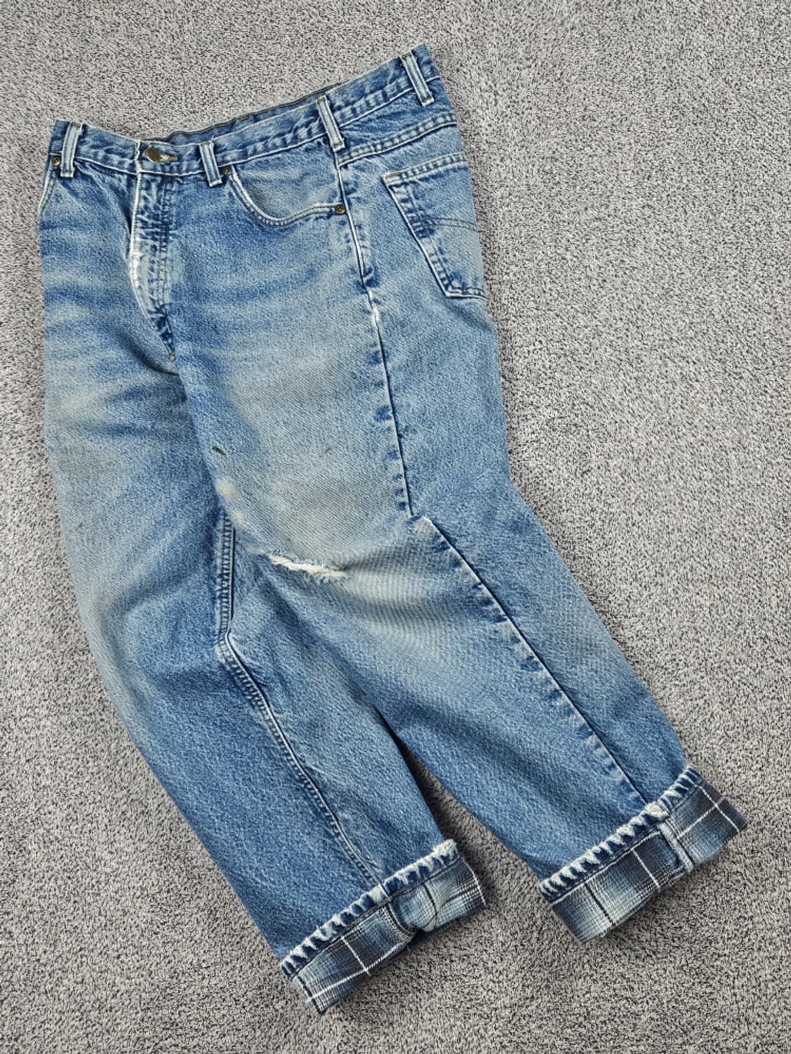 칼하트 헤비 플란넬 체크 데님 워크 팬츠 (34 X 30) / 10051 상품이미지2