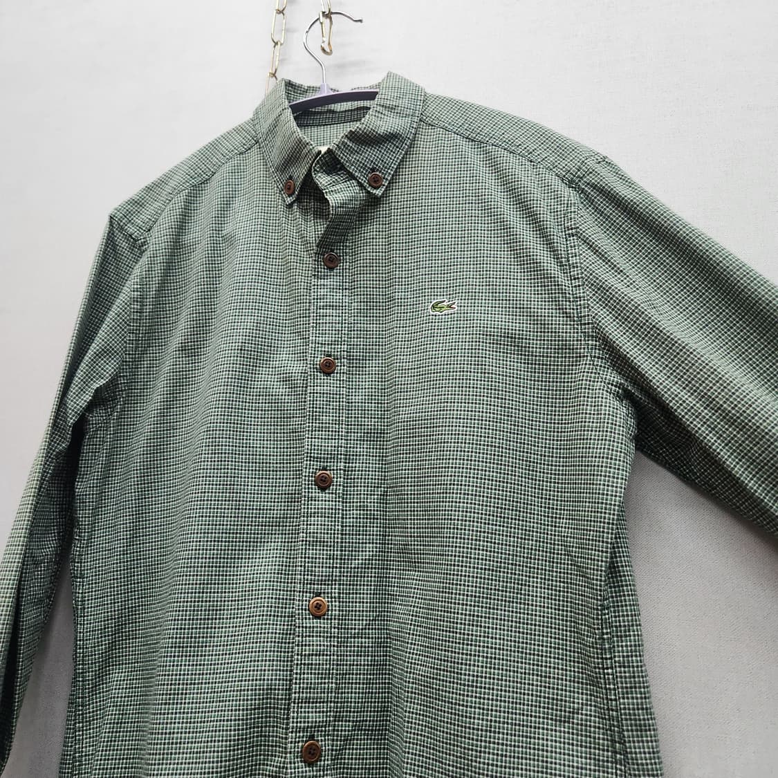 라코스테 로고 깅엄체크 패턴 셔츠 38(M) 상품이미지3