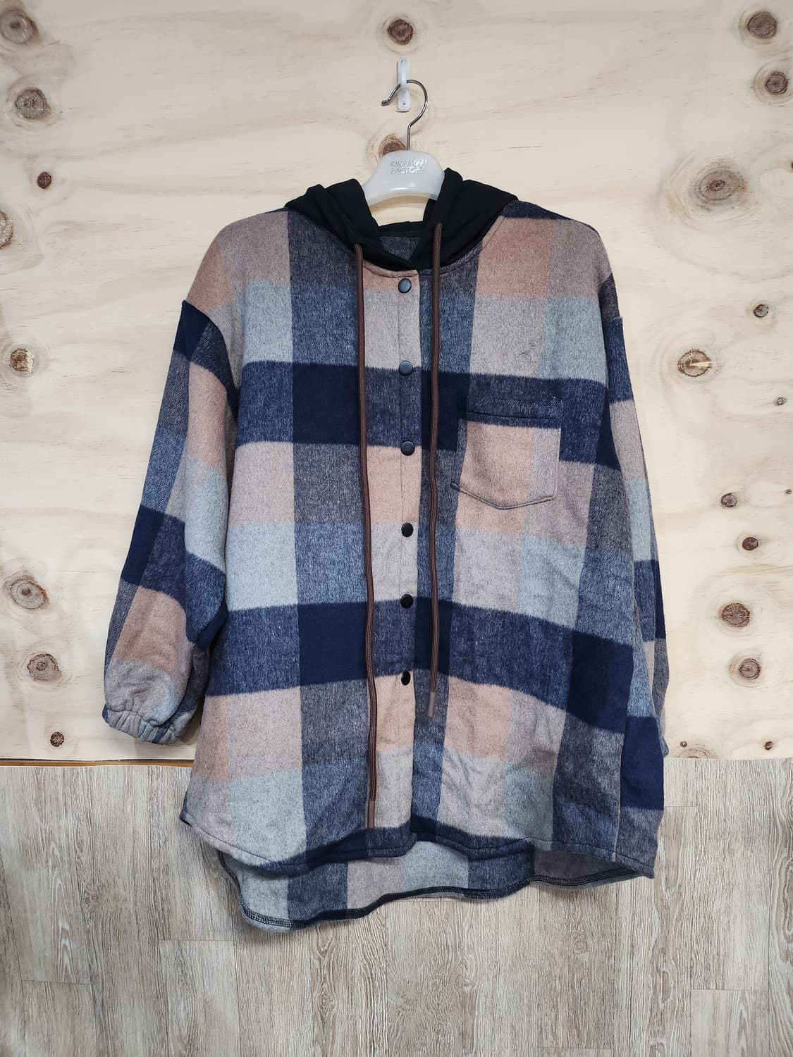 377) 후드 체크 남방 자켓 루즈핏 상품이미지1