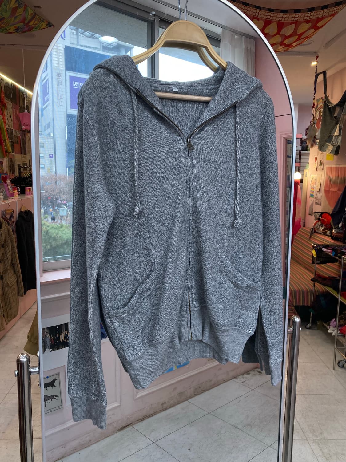 빈티지 그레이 쮸리 후드집업 상품이미지1