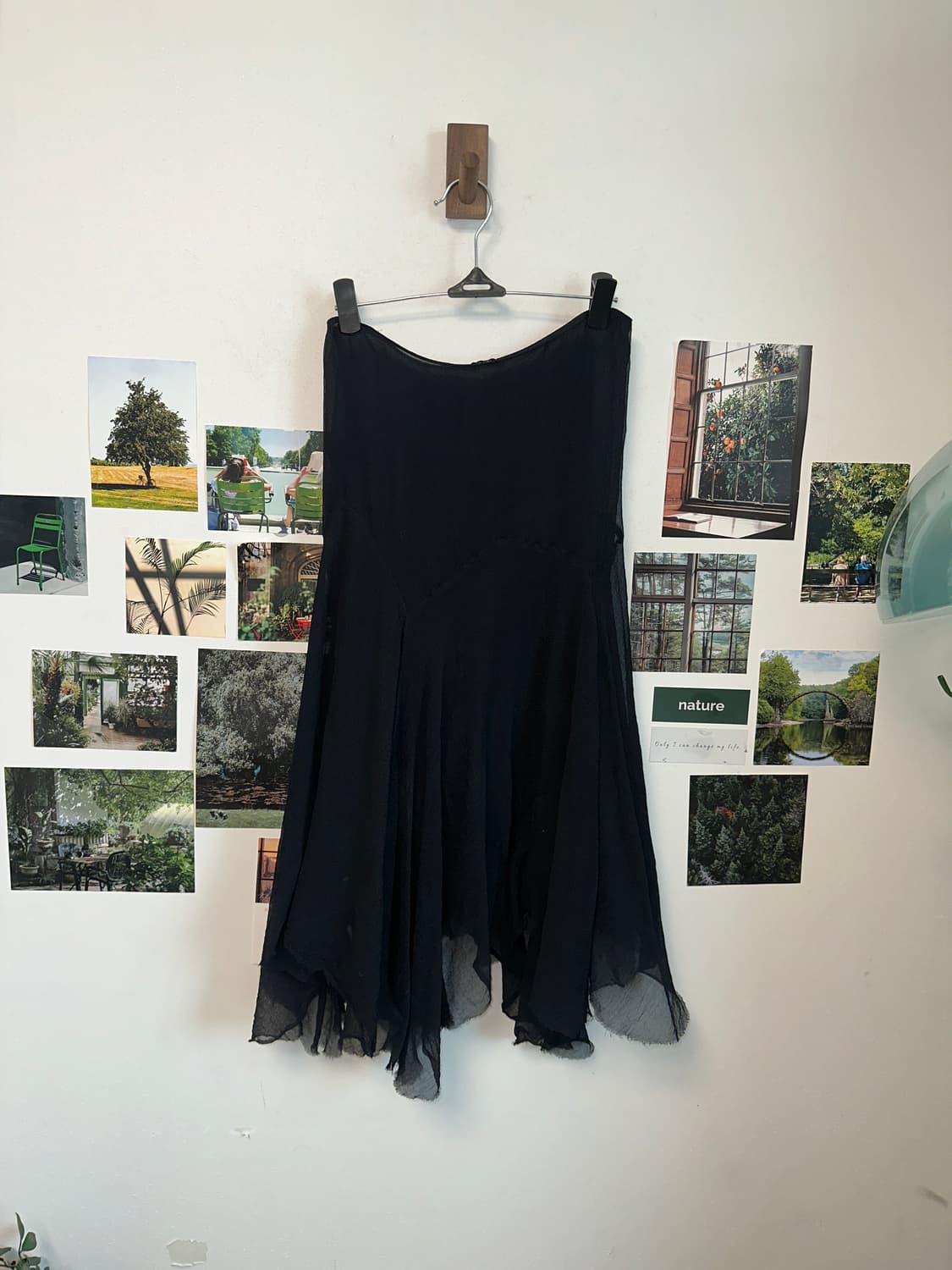 Black unbalanced silk skirt 상품이미지4