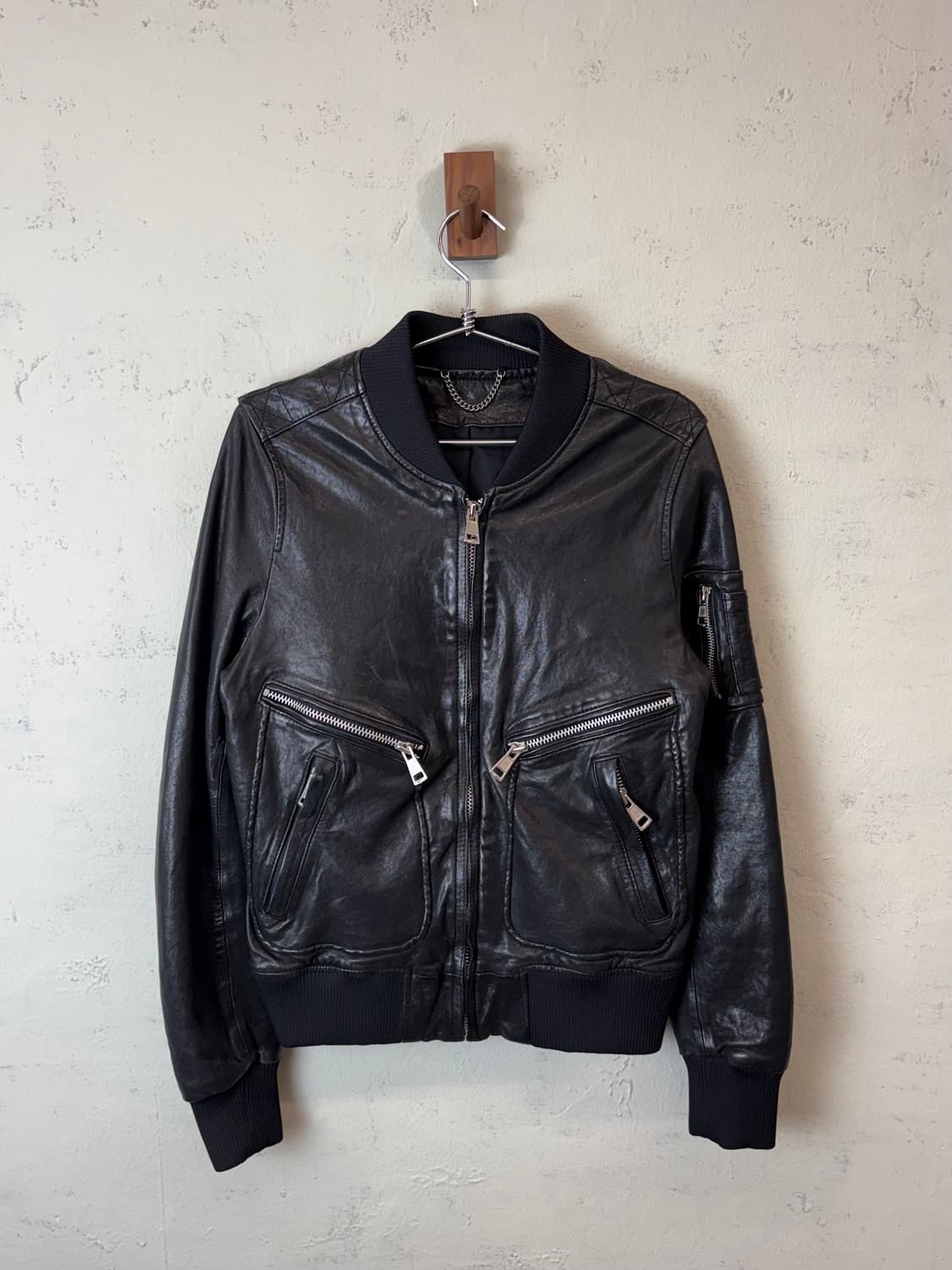빈티지 y2k 블랙 레더 블루종 자켓 상품이미지1