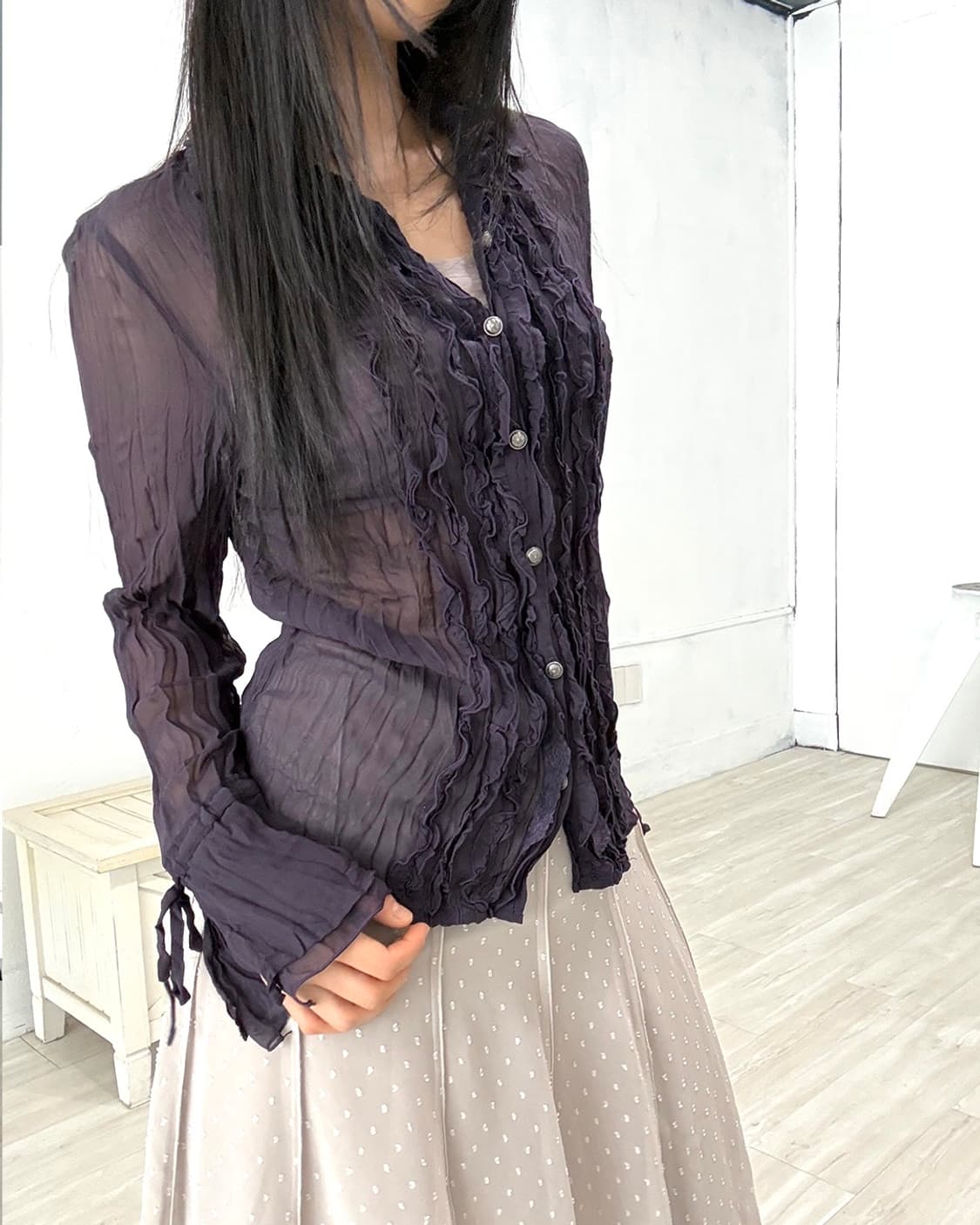 Purple Pleated Shirt 상품이미지3
