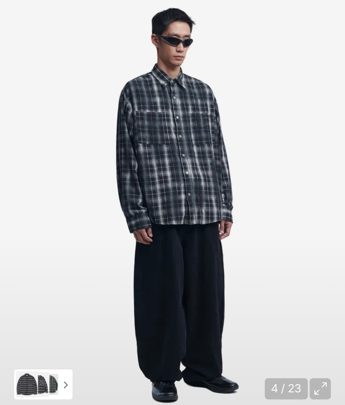 노매뉴얼 체크 셔츠 블랙 L사이즈 상품이미지2