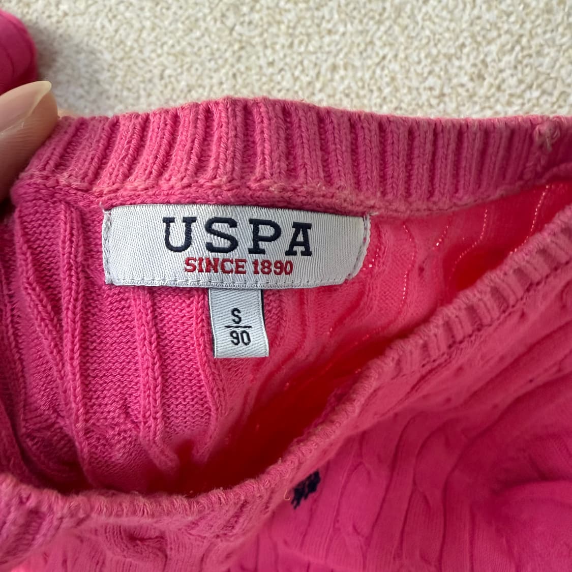 [S] US폴로 여성 핑크 케이블 니트 1231T1 상품이미지3