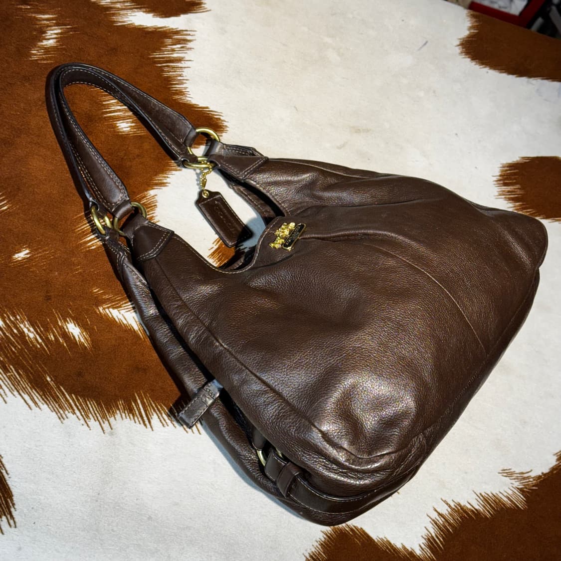 코치 레더 호보백 숄더백 브라운 (OS) y2k 상품이미지5