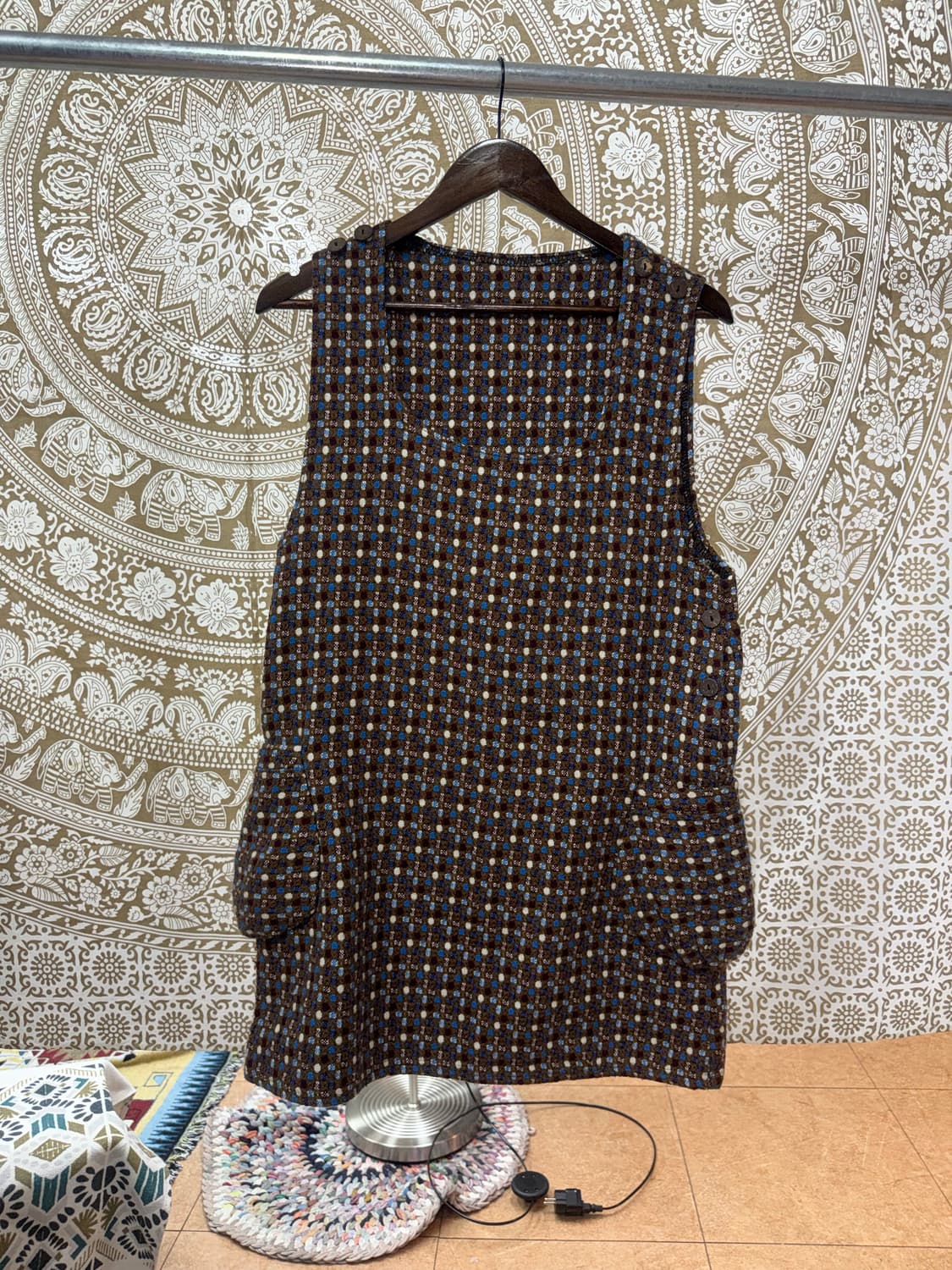 여성 패턴 민소매 모직 미니 원피스  상품이미지2