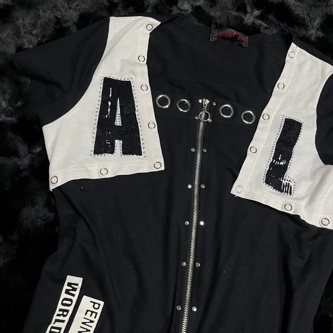 고스펑크 지퍼 반팔 y2k 상품이미지2