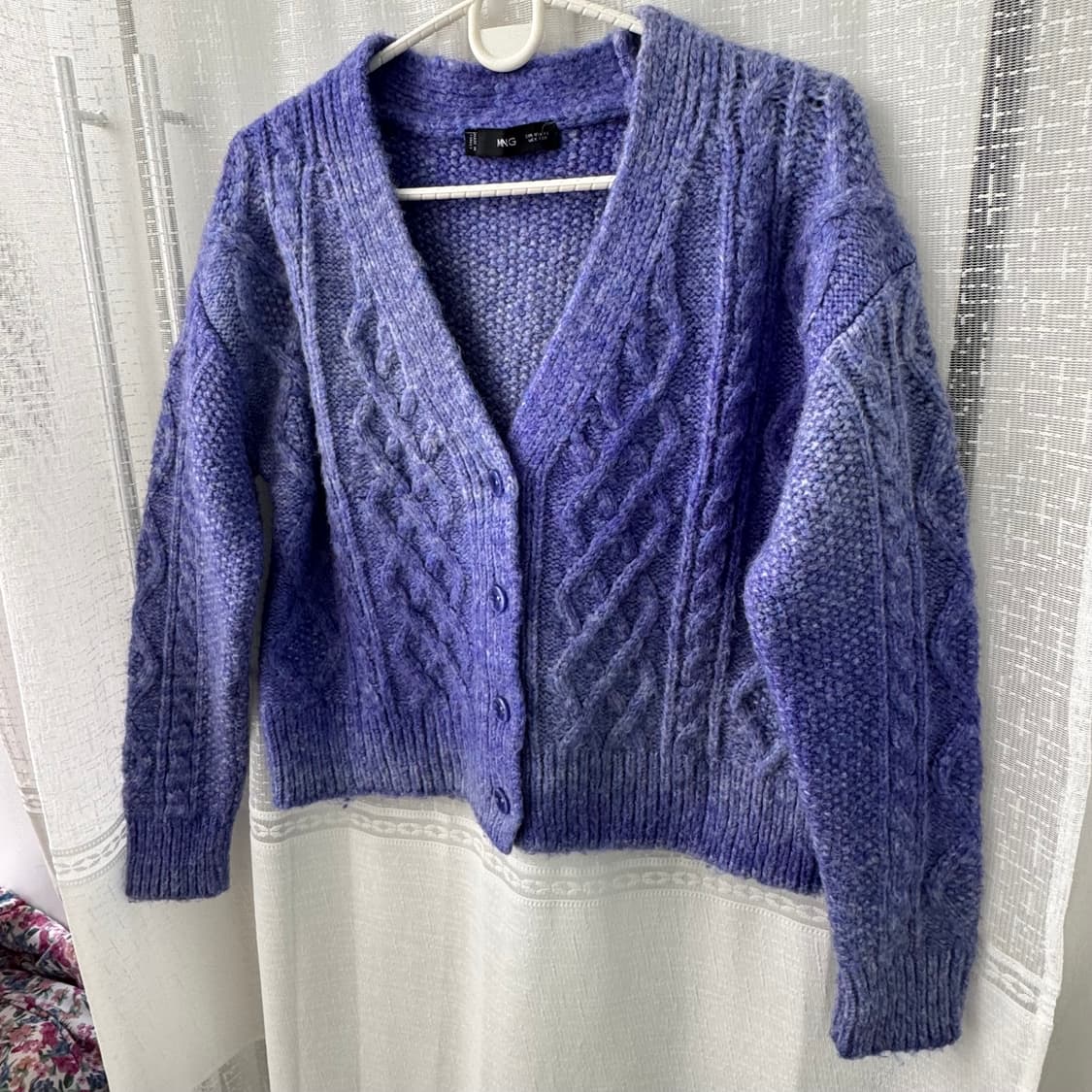 망고 퍼플 케이블 니트가디건 상품이미지2