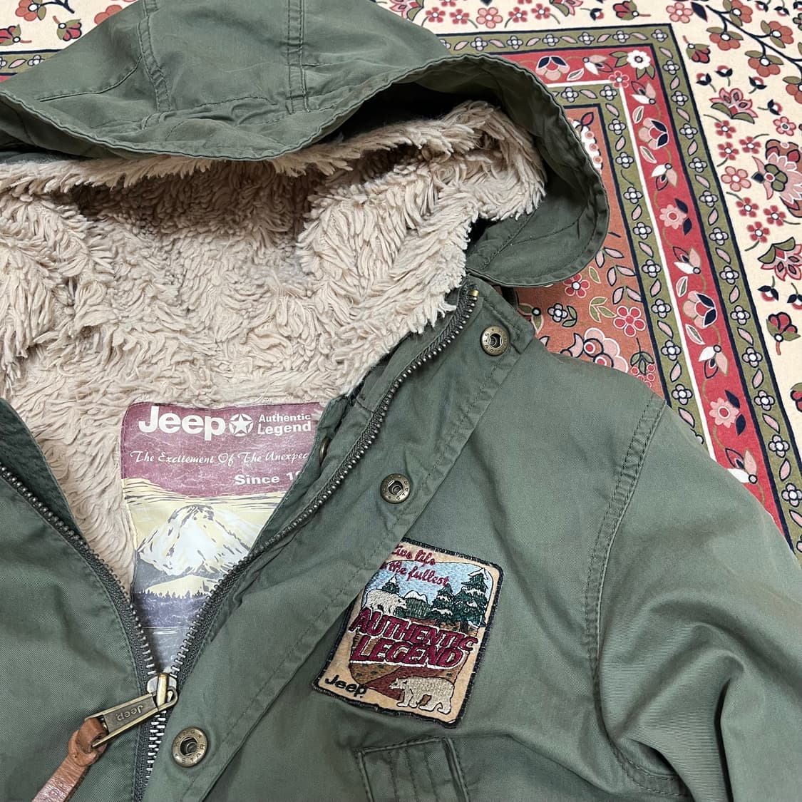 지프 와펜 포인트 퍼안감 후드 야상 점퍼 FREE 상품이미지4