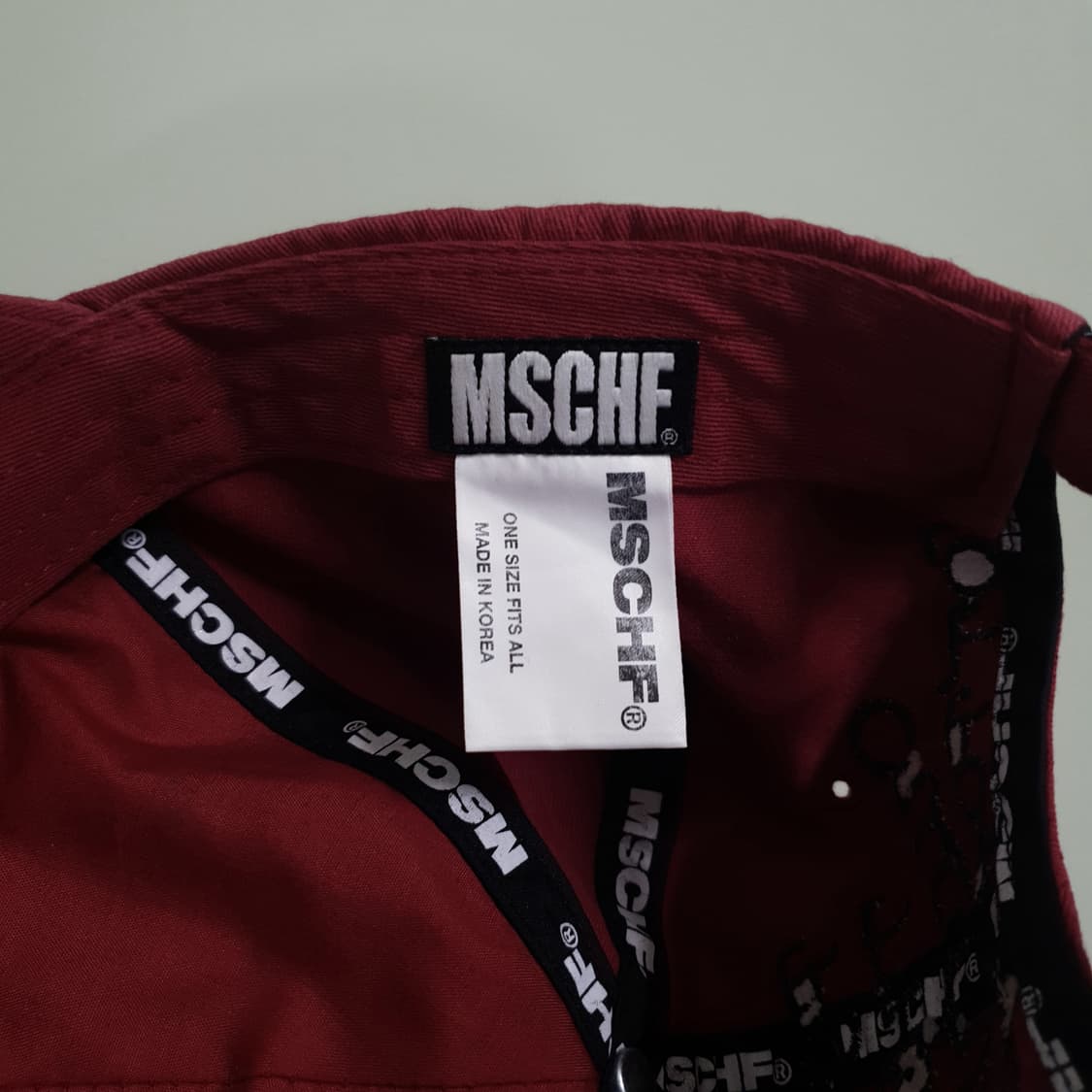 OS) 미스치프 Mschf 자수 로고 볼캡 모자 버건디 희귀 상품이미지8