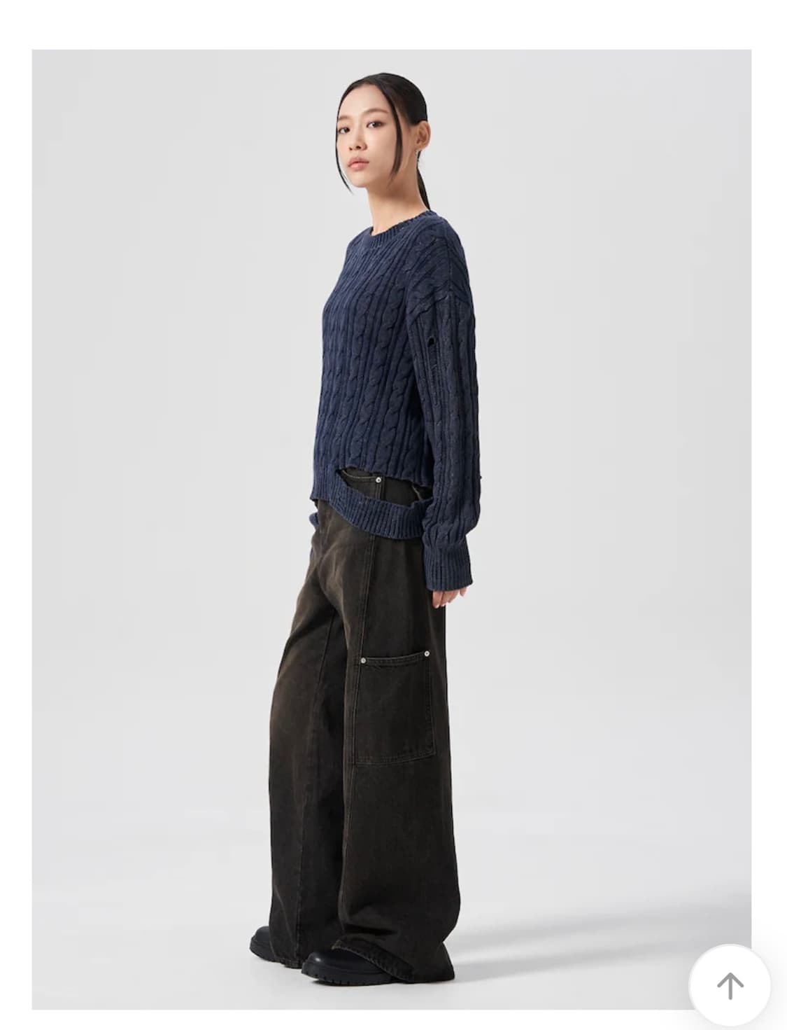 에잇세컨즈 사이드포켓 와이드 데님 팬츠 블랙 상품이미지4