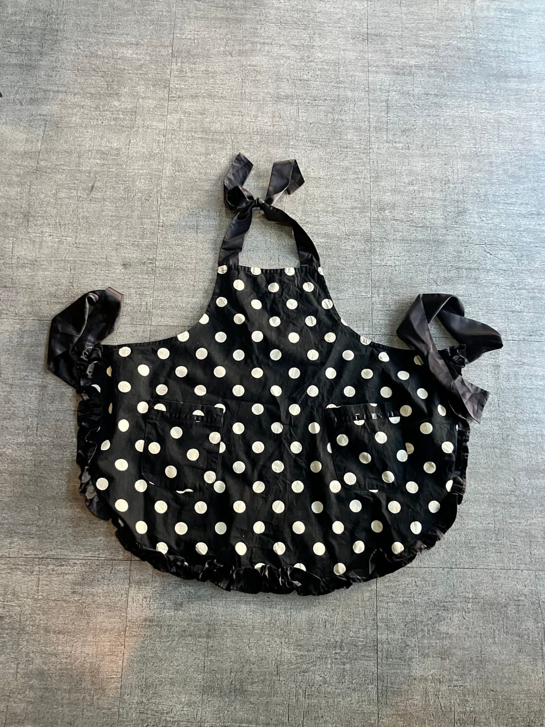 일본빈티지 하구미모리걸 땡땡이도트 에이프런 앞치마 상품이미지1