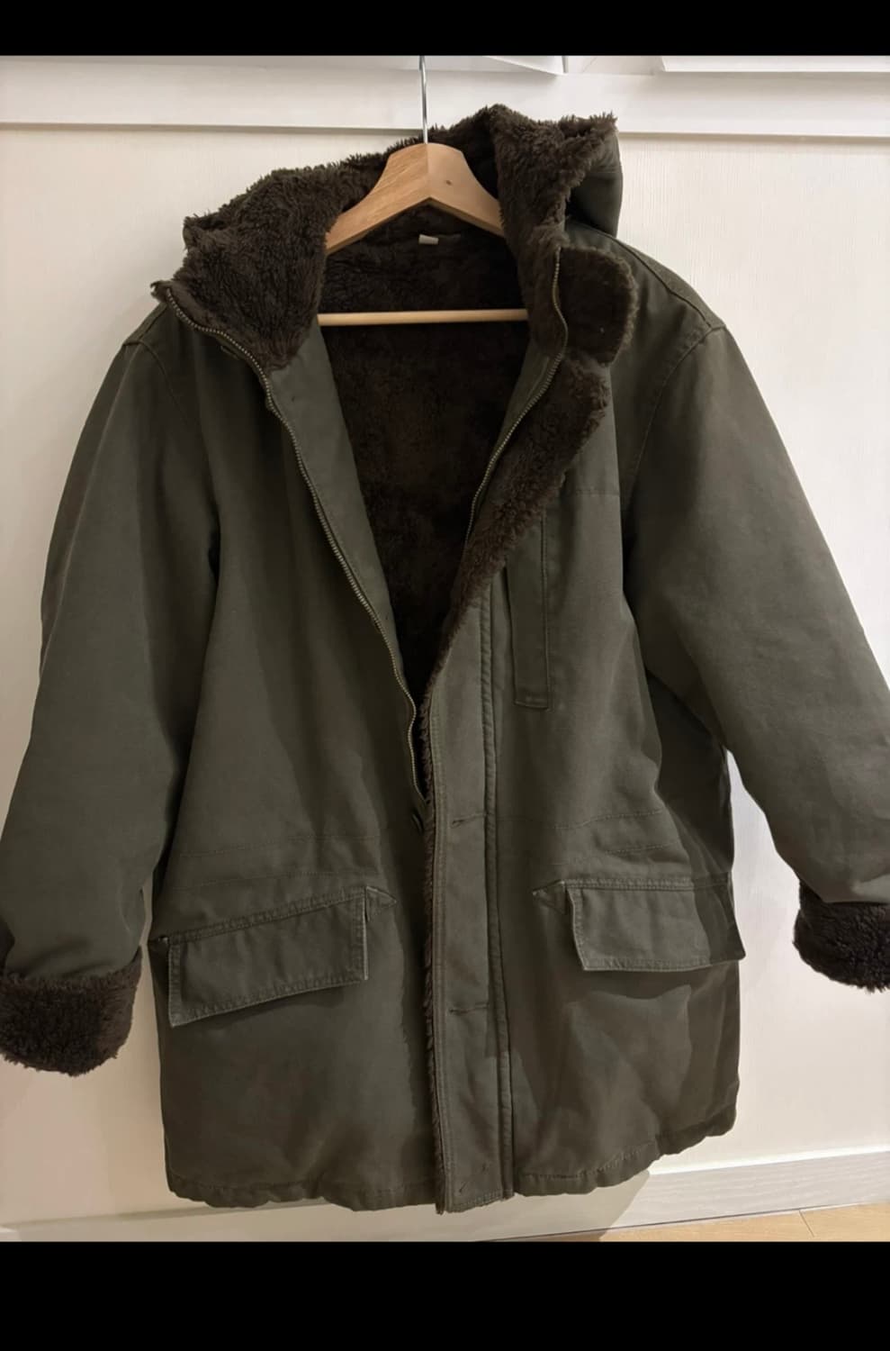 유니클로 올리브 파카 후드 야상 상품이미지3