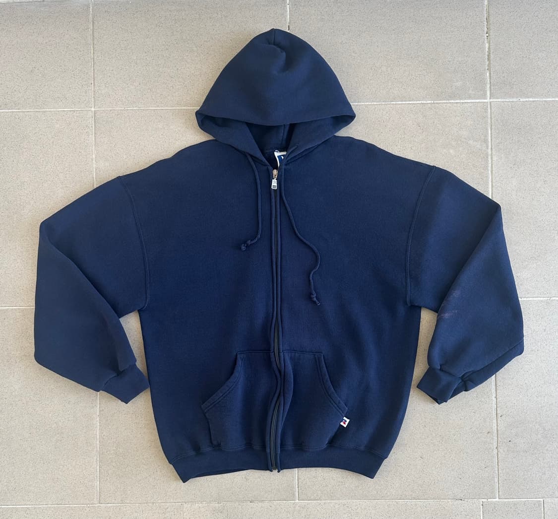 90s 빈티지 러셀 후드집업 네이비 L 상품이미지1
