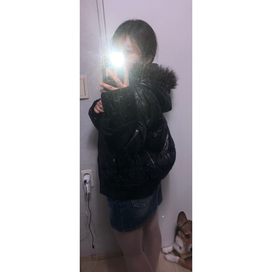 빈티지 후드 에코퍼 유광 숏패딩 y2k 그런지 펑크 상품이미지4