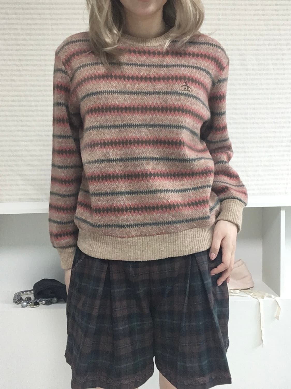 grand slam pink beige nordic wool knit 상품이미지4