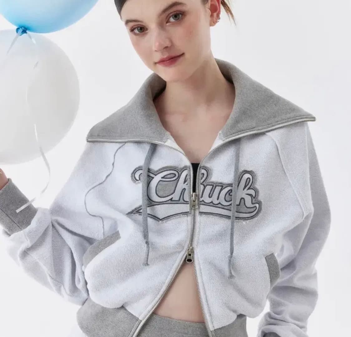 척 리버스 크롭 카라 집업 상품이미지2